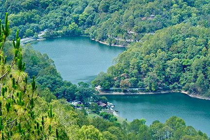 Twin lakes of Sattal from the Resort Nainital, Pangot and Sattal areas