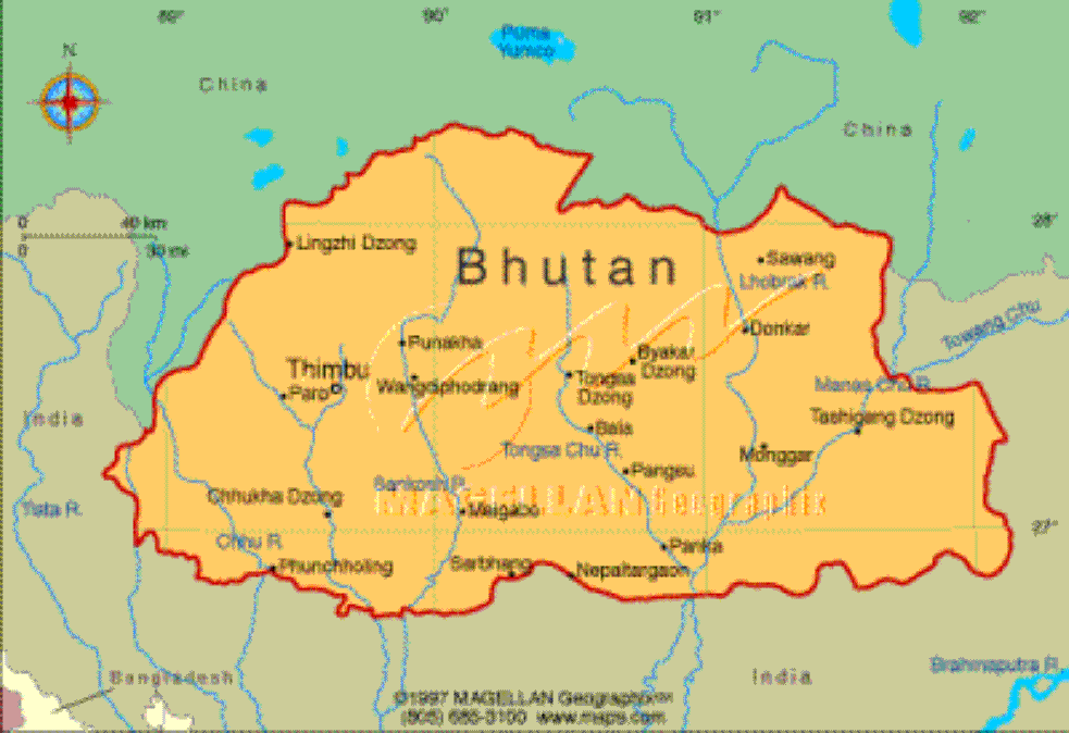 Map Of bhuttan